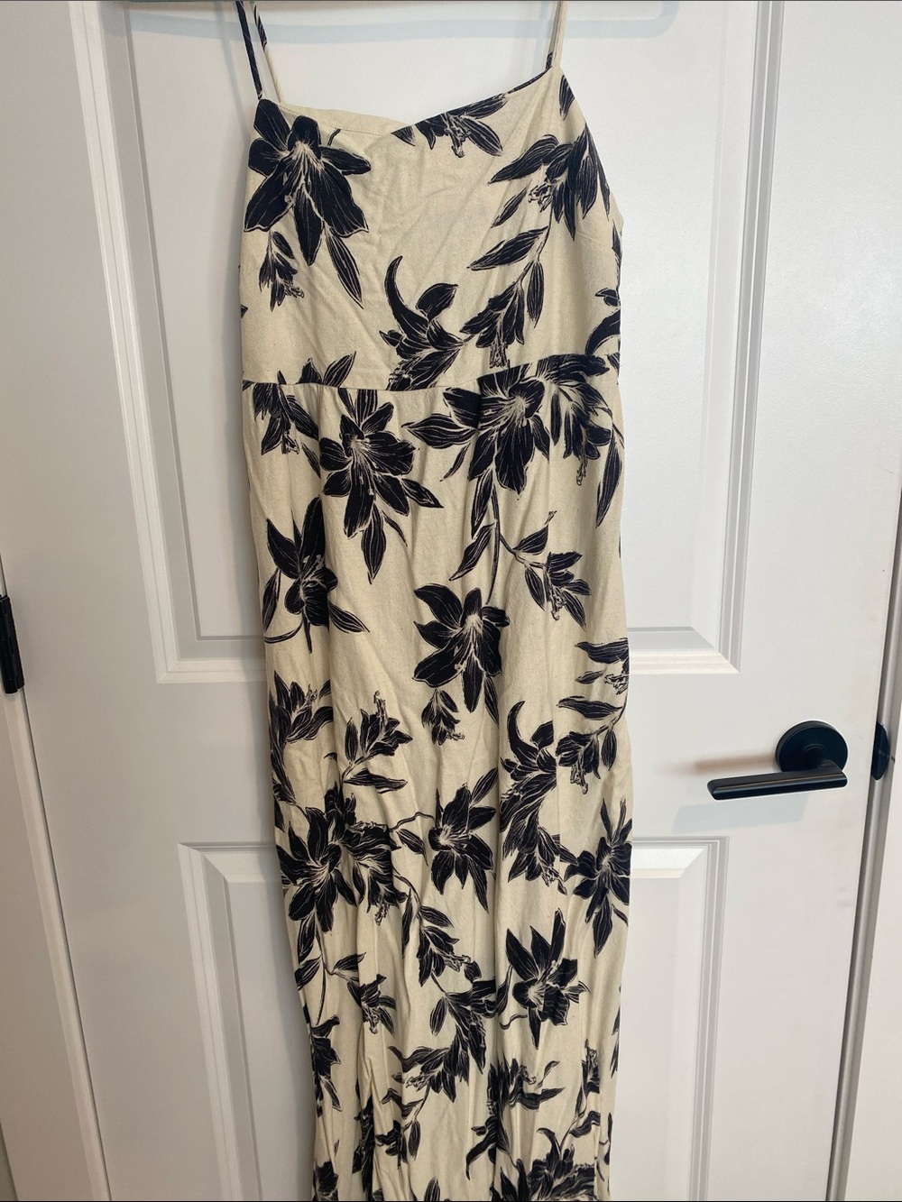 Cream Maxi Dress with Black Floral Print